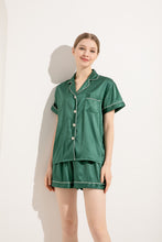 Load image into Gallery viewer, Personalised Pocket & Shorts Bride, Bridesmaids Bridal Party Pyjamas Satin Wedding Pyjama Set Silky Soft Eucalyptus Green Forest Sage Moss