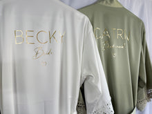 Load image into Gallery viewer, Sage Bridesmaid Robe, Bride Robe, Personalised Green Bridal Party Robes, Bridesmaid Gift, Bridal Robes, Wedding Robes, Dressing Gown