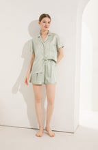 Load image into Gallery viewer, Personalised Pocket & Shorts Bride, Bridesmaids Bridal Party Pyjamas Satin Wedding Pyjama Set Silky Soft Eucalyptus Green Forest Sage Moss