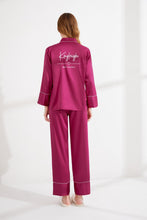 Load image into Gallery viewer, Personalised Bridesmaid Pyjamas, Bridal Party Nightwear, Bridesmaid Gift, Long Sleeve Long Pants Satin Pyjamas