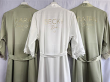 Load image into Gallery viewer, Sage Bridesmaid Robe, Bride Robe, Personalised Green Bridal Party Robes, Bridesmaid Gift, Bridal Robes, Wedding Robes, Dressing Gown
