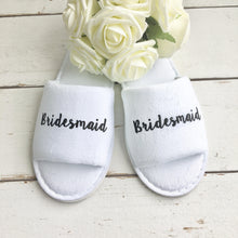 Load image into Gallery viewer, Bridesmaid Slippers Gift for Hen Party Spa Weekend or Wedding Morning