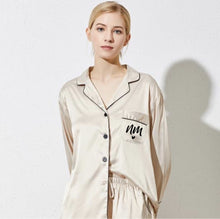 Load image into Gallery viewer, Satin Pyjamas with Long Sleeve and short pants, Personalised Pjs for Bridal Party or Birthday Sleepover Gifts, Various Colours