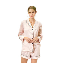Load image into Gallery viewer, Satin Pyjamas with Long Sleeve and short pants, Personalised Pjs for Bridal Party or Birthday Sleepover Gifts, Various Colours