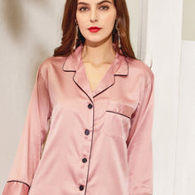 Load image into Gallery viewer, Rust Burnt Orange Satin Pyjamas with Long Sleeves and Long Pants, Personalised Pjs, Birthday Pyjamas, Bride Pyjamas, Various Colours