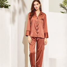 Load image into Gallery viewer, Dusty Blue Satin Pyjamas with Long Sleeves and Long Pants, Bridesmaid Pyjamas, Personalised Birthday Pyjamas, Bride Pyjamas, Various Colours Available