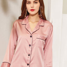 Load image into Gallery viewer, Personalised Dusty Rose Satin Pyjamas with Long Sleeves and Long Pants, Various Colours Available
