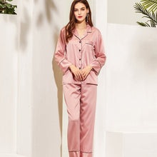 Load image into Gallery viewer, Personalised Dusty Rose Satin Pyjamas with Long Sleeves and Long Pants, Various Colours Available