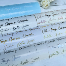 Load image into Gallery viewer, Custom Wedding Sticker Hanger, Personalised Wedding Coat Hangers Decal - Name or Role Bridal Party Vinyl Only