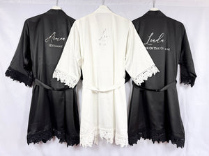 Bridesmaid robes, Bridesmaid Gift, Bridal Robes, Bridal Party Robes, Wedding Robes, Bride Robe, Black Robes, Monochrome Robes, Satin Robes