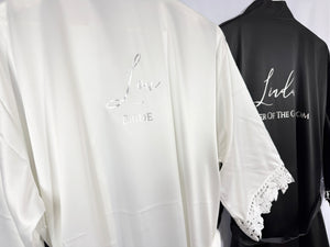 Bridesmaid robes, Bridesmaid Gift, Bridal Robes, Bridal Party Robes, Wedding Robes, Bride Robe, Black Robes, Monochrome Robes, Satin Robes