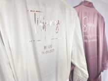 Load image into Gallery viewer, Bridal Robes, Bride Robe, Bridesmaid Robe, Personalised Robe, Mauve Robes, Bridal Party Robes, Bridal Shower Bridesmaid Gift, Wedding Robes