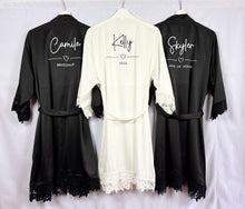 Load image into Gallery viewer, Personalised Black Bridesmaid Robes, Satin Robes Bridesmaid Gift, Bridal Robes, Bridal Party Robes, Wedding Robes, Bride Robe, Dressing Gown