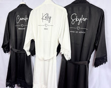 Load image into Gallery viewer, Personalised Black Bridesmaid Robes, Satin Robes Bridesmaid Gift, Bridal Robes, Bridal Party Robes, Wedding Robes, Bride Robe, Dressing Gown