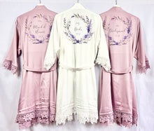 Load image into Gallery viewer, Mauve Bridesmaid Robe, Lavender Bridal Party Robes, Purple Personalised Bride Robe, Bridesmaid Gift, Lilac Satin Wedding Robe Dressing Gown