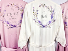 Load image into Gallery viewer, Mauve Bridesmaid Robe, Lavender Bridal Party Robes, Purple Personalised Bride Robe, Bridesmaid Gift, Lilac Satin Wedding Robe Dressing Gown