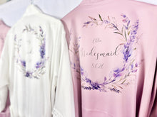 Load image into Gallery viewer, Mauve Bridesmaid Robe, Lavender Bridal Party Robes, Purple Personalised Bride Robe, Bridesmaid Gift, Lilac Satin Wedding Robe Dressing Gown