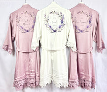 Load image into Gallery viewer, Mauve Bridesmaid Robe, Lavender Bridal Party Robes, Purple Personalised Bride Robe, Bridesmaid Gift, Lilac Satin Wedding Robe Dressing Gown