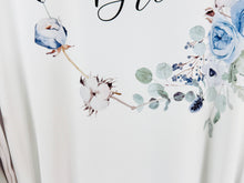 Load image into Gallery viewer, Dusty Blue Bridesmaid Robes, Bridal Robe, Ruffle Robe, Bridal Party Robes, Wedding Robes, Bride Robe, Floral Print Satin Robes Dressing Gown