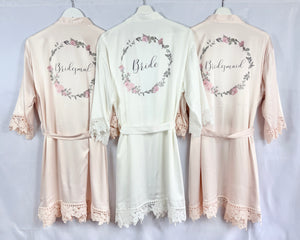 Soft Pink Satin Bridal Robes, Personalised Bridesmaid Robes, Blush Bridal Party Robes, Hen Party Gifts, Wedding Robes Bridesmaid Gift