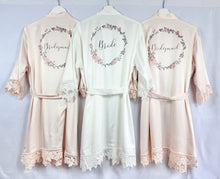 Load image into Gallery viewer, Soft Pink Satin Bridal Robes, Personalised Bridesmaid Robes, Blush Bridal Party Robes, Hen Party Gifts, Wedding Robes Bridesmaid Gift