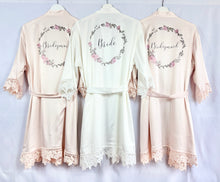 Load image into Gallery viewer, Soft Pink Satin Bridal Robes, Personalised Bridesmaid Robes, Blush Bridal Party Robes, Hen Party Gifts, Wedding Robes Bridesmaid Gift