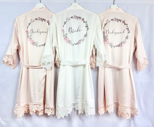 Soft Pink Satin Bridal Robes, Personalised Bridesmaid Robes, Blush Bridal Party Robes, Hen Party Gifts, Wedding Robes Bridesmaid Gift