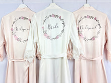 Load image into Gallery viewer, Soft Pink Satin Bridal Robes, Personalised Bridesmaid Robes, Blush Bridal Party Robes, Hen Party Gifts, Wedding Robes Bridesmaid Gift