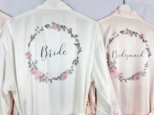 Load image into Gallery viewer, Soft Pink Satin Bridal Robes, Personalised Bridesmaid Robes, Blush Bridal Party Robes, Hen Party Gifts, Wedding Robes Bridesmaid Gift