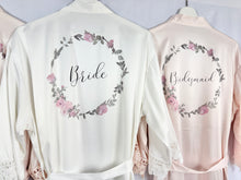 Load image into Gallery viewer, Soft Pink Satin Bridal Robes, Personalised Bridesmaid Robes, Blush Bridal Party Robes, Hen Party Gifts, Wedding Robes Bridesmaid Gift