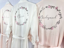 Load image into Gallery viewer, Soft Pink Satin Bridal Robes, Personalised Bridesmaid Robes, Blush Bridal Party Robes, Hen Party Gifts, Wedding Robes Bridesmaid Gift