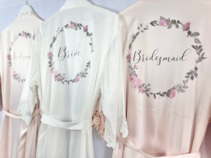 Soft Pink Satin Bridal Robes, Personalised Bridesmaid Robes, Blush Bridal Party Robes, Hen Party Gifts, Wedding Robes Bridesmaid Gift