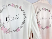 Load image into Gallery viewer, Soft Pink Satin Bridal Robes, Personalised Bridesmaid Robes, Blush Bridal Party Robes, Hen Party Gifts, Wedding Robes Bridesmaid Gift