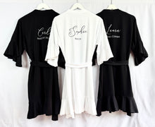 Load image into Gallery viewer, Black Bridesmaid Robes, Ruffle Robe, Bride Robe, Bridesmaid Gift, Wedding Robes, Bride Robe, Bridal Party Robes, Wedding Dressing Gown Gift