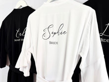 Load image into Gallery viewer, Black Bridesmaid Robes, Ruffle Robe, Bride Robe, Bridesmaid Gift, Wedding Robes, Bride Robe, Bridal Party Robes, Wedding Dressing Gown Gift