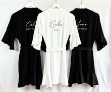 Load image into Gallery viewer, Black Bridesmaid Robes, Ruffle Robe, Bride Robe, Bridesmaid Gift, Wedding Robes, Bride Robe, Bridal Party Robes, Wedding Dressing Gown Gift