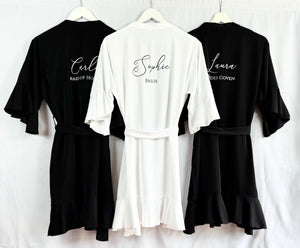 Black Bridesmaid Robes, Ruffle Robe, Bride Robe, Bridesmaid Gift, Wedding Robes, Bride Robe, Bridal Party Robes, Wedding Dressing Gown Gift