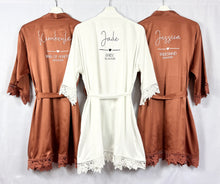 Load image into Gallery viewer, Rust Burnt Orange Bridesmaid Robes, Bridesmaid Gift, Bridal Robes, Bridal Party Robes, Wedding Robes, Bride Robe, Orange Robes, Satin Robes