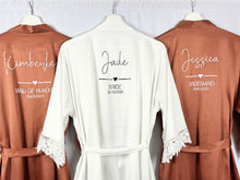 Load image into Gallery viewer, Rust Burnt Orange Bridesmaid Robes, Bridesmaid Gift, Bridal Robes, Bridal Party Robes, Wedding Robes, Bride Robe, Orange Robes, Satin Robes
