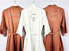 Load image into Gallery viewer, Rust Burnt Orange Bridesmaid Robes, Bridesmaid Gift, Bridal Robes, Bridal Party Robes, Wedding Robes, Bride Robe, Orange Robes, Satin Robes