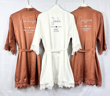 Load image into Gallery viewer, Rust Burnt Orange Bridesmaid Robes, Bridesmaid Gift, Bridal Robes, Bridal Party Robes, Wedding Robes, Bride Robe, Orange Robes, Satin Robes
