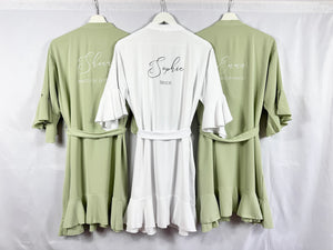 Sage Green Ruffle Bridesmaid Robes, Ruffle Robe, Bridal Robe, Bridesmaid Gift, Wedding Robes, Bride Robe, Bridal Party Robes, Green Robes