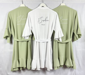 Sage Green Ruffle Bridesmaid Robes, Ruffle Robe, Bridal Robe, Bridesmaid Gift, Wedding Robes, Bride Robe, Bridal Party Robes, Green Robes