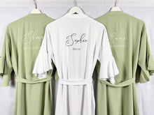 Load image into Gallery viewer, Sage Green Ruffle Bridesmaid Robes, Ruffle Robe, Bridal Robe, Bridesmaid Gift, Wedding Robes, Bride Robe, Bridal Party Robes, Green Robes
