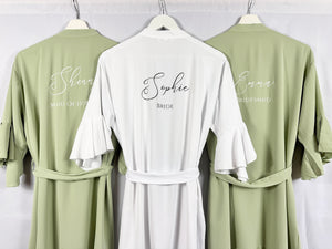 Sage Green Ruffle Bridesmaid Robes, Ruffle Robe, Bridal Robe, Bridesmaid Gift, Wedding Robes, Bride Robe, Bridal Party Robes, Green Robes