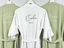 Load image into Gallery viewer, Sage Green Ruffle Bridesmaid Robes, Ruffle Robe, Bridal Robe, Bridesmaid Gift, Wedding Robes, Bride Robe, Bridal Party Robes, Green Robes