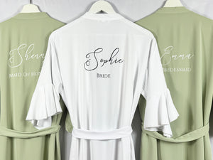 Sage Green Ruffle Bridesmaid Robes, Ruffle Robe, Bridal Robe, Bridesmaid Gift, Wedding Robes, Bride Robe, Bridal Party Robes, Green Robes