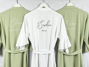 Sage Green Ruffle Bridesmaid Robes, Ruffle Robe, Bridal Robe, Bridesmaid Gift, Wedding Robes, Bride Robe, Bridal Party Robes, Green Robes