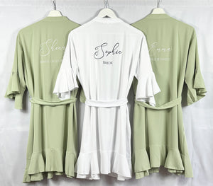 Sage Green Ruffle Bridesmaid Robes, Ruffle Robe, Bridal Robe, Bridesmaid Gift, Wedding Robes, Bride Robe, Bridal Party Robes, Green Robes