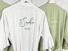 Load image into Gallery viewer, Sage Green Ruffle Bridesmaid Robes, Ruffle Robe, Bridal Robe, Bridesmaid Gift, Wedding Robes, Bride Robe, Bridal Party Robes, Green Robes